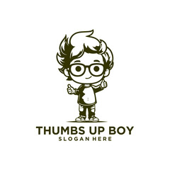 thumb up boy logo vector illustration