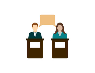 Debate, communication, podium debate icon. Vector illustration.