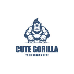 Cute gorilla logo vector illustration