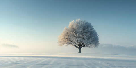 Fototapeta na wymiar Solitude in Winter: A Serene Landscape