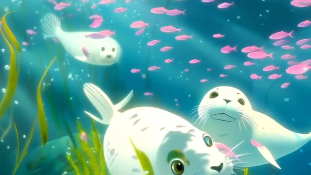 seals swim in groups