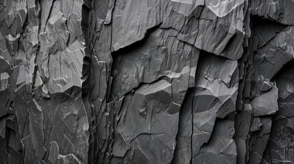 Majestic Black Basalt Rock Formations Textured Surface