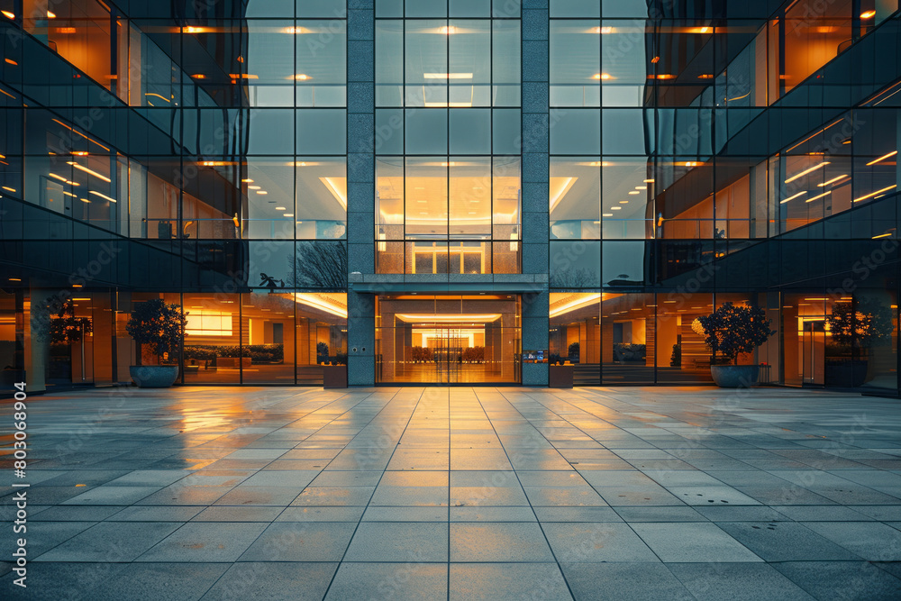 Aufkleber A corporate headquarters featuring a faÃ§ade that incorporates a sequence of prime number-based window placements, optimizing light without compromising privacy,