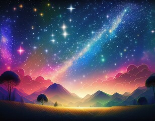 ゆるっと可愛いキラキラ星空