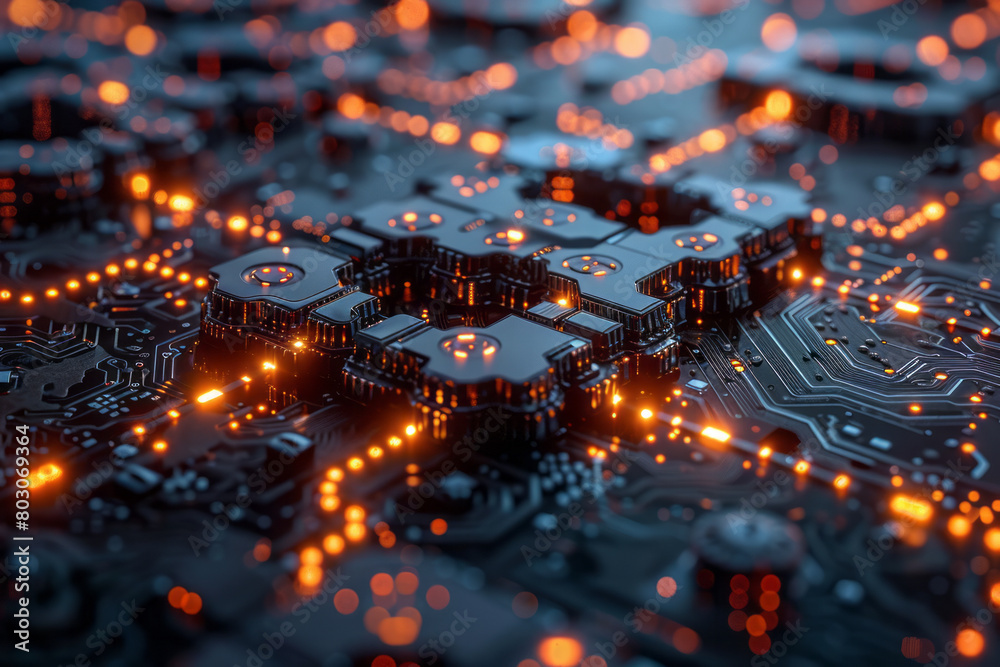 Poster a depiction of a blockchain network, with each block containing data secured by cryptographic hashes