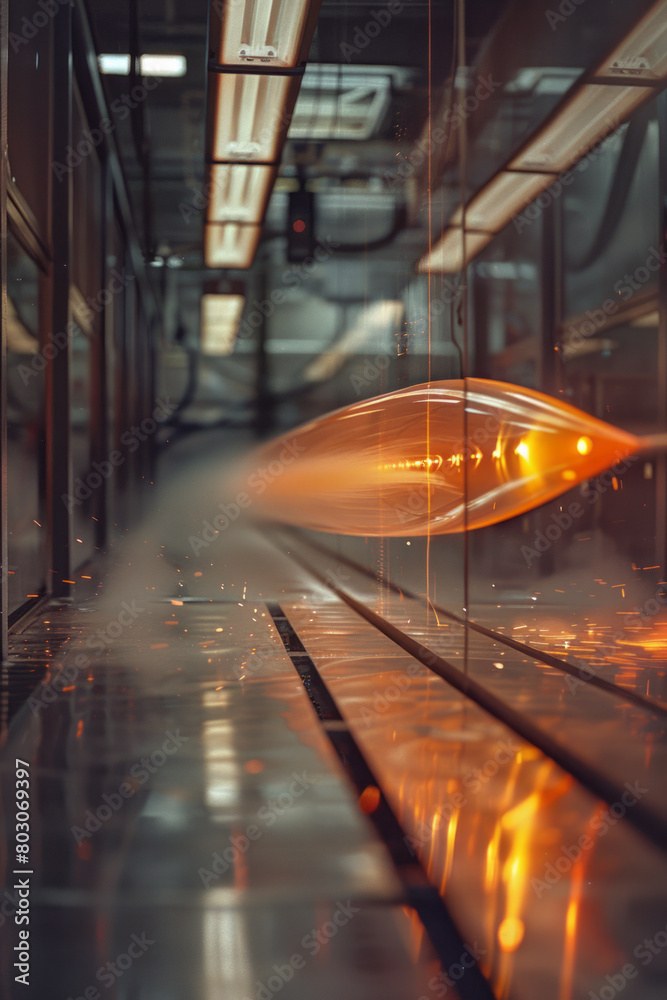 Poster An illustration of a wind tunnel test, showing airflow over a plane wing, with vectors representing wind speed and directions calculated mathematically,