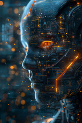 A digital illustration of an artificial intelligence learning to recognize patterns, with mathematical equations floating around the AI as it processes information,