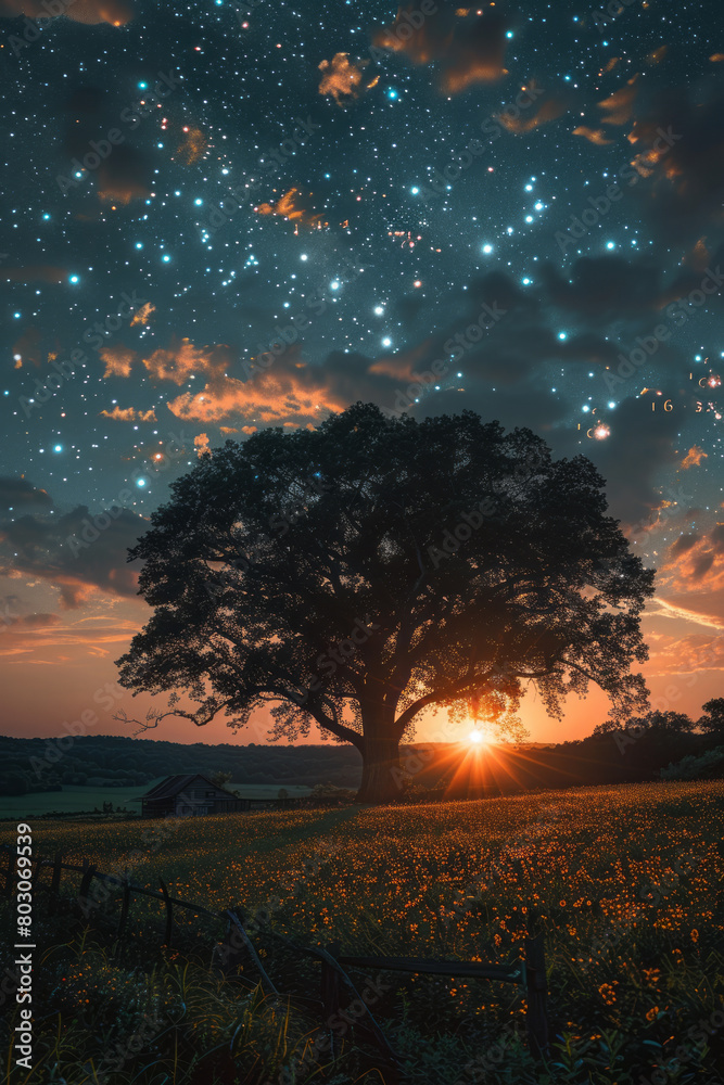 Poster a visual poem of prime numbers, depicted as stars in a night sky, with constellations formed by prim