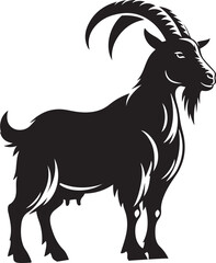 Goat farm animal silhouette vector illustration.