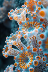 A graphic representation of the structure of a coral, with emphasis on its iterative, fractal growth patterns,