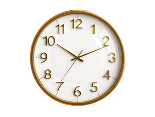 Modern wall clock, png file of isolated cutout object with shadow on transparent background.
