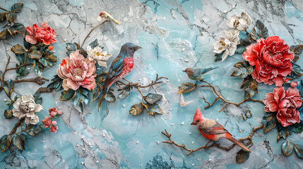 Fluid abstract expressionism, blooming flowers, Aesthetics colorful floral inspirational tenderness illustration, oil paint, Wall decoration photo, Generated AI.	