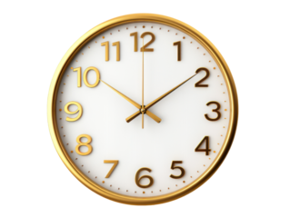 Modern wall clock, png file of isolated cutout object with shadow on transparent background.