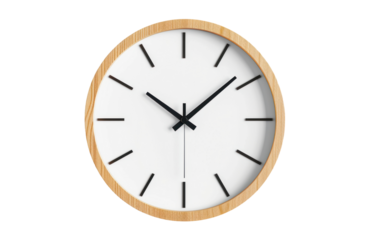 Modern wall clock, png file of isolated cutout object with shadow on transparent background.