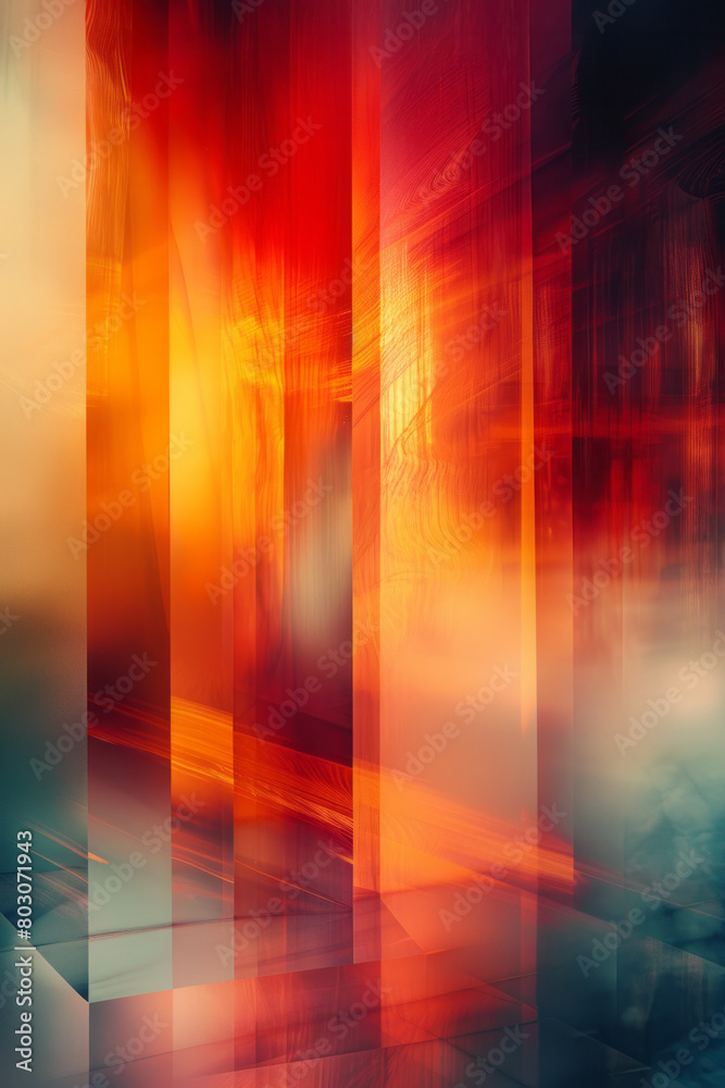 Aufkleber an abstract composition of various overlapping rectangles, creating a sense of depth and perspective