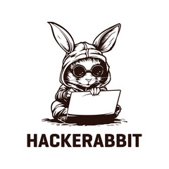 Rabbit with gadget logo vector illustration