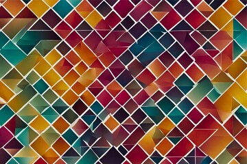 Abstract retro pattern of geometric shapes, colorful gradient mosaic backdrop, geometric hipster