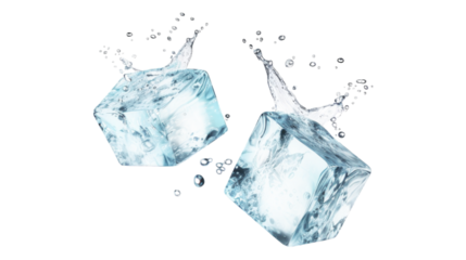 ice cubes isolated on white background. Transparent background or PNG file. 