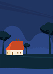 Family home in flat style. Vector illustration.