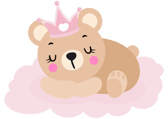 Cute baby teddy bear princess sleeping