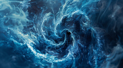 Hypnotic spirals of electric blue smoke, echoing ancient mysticism