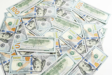 Very big amount of US hundred dollar bills close up. Huge quantity of united states currency notes...