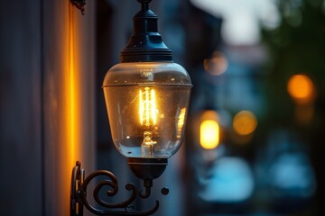 Closeup of illuminated light bulb