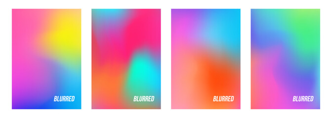 Set of vibrant blurred abstract backgrounds. Bright color gradients for creative graphic design. Vector illustration.	
