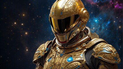 A golden warrior, clad in ancient golden metal armor, stood guard. It is a mystery across time.