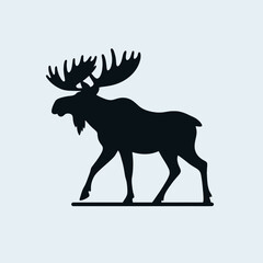 Obraz premium moose silhouette vector illustration white background