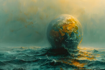 Futuristic Digital Blueprint of Earth