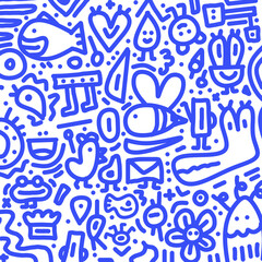 Abstract pattern with rabbits doodles