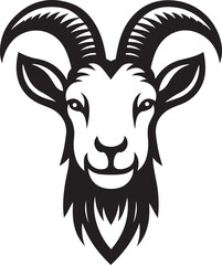 Goat head with horns silhouette vector illustration.