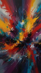 Abstract colorful background with splashes of paint on a black background generated by ai