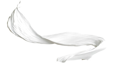 white fabric cloth flowing on wind, wave flying movement, 3d rendering