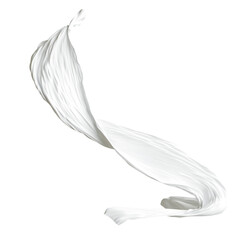 white fabric cloth flowing on wind, wave flying movement, 3d rendering