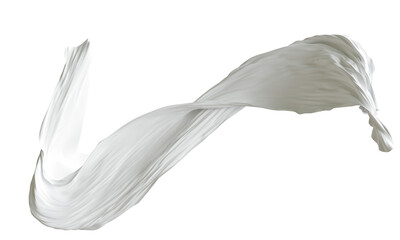 white fabric cloth flowing on wind, wave flying movement, 3d rendering © fgnopporn