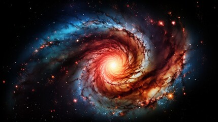A colorful spiral galaxy in outer space