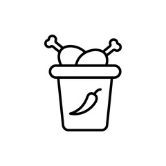 Spicy fried chicken outline icons, minimalist vector illustration ,simple transparent graphic element .Isolated on white background