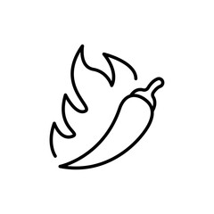 Spicy chili outline icons, minimalist vector illustration ,simple transparent graphic element .Isolated on white background