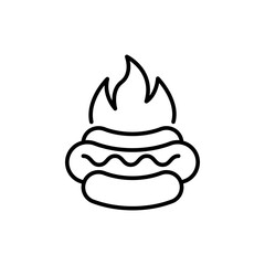Spicy hotdog outline icons, minimalist vector illustration ,simple transparent graphic element .Isolated on white background