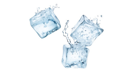 Obraz premium ice cubes isolated on white background. Transparent background or PNG file. 