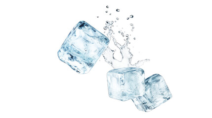 ice cubes isolated on white background. Transparent background or PNG file. 