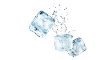 ice cubes isolated on white background. Transparent background or PNG file. 