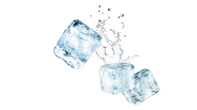ice cubes isolated on white background. Transparent background or PNG file. 