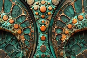 A copper texture with a verdigris patina.