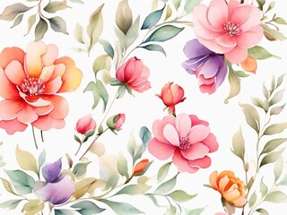 Obraz premium colorful flowers watercolor colorful and beautiful. illustration