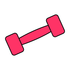 Illustration depicting a pink dumbbell for playing sports on a white background