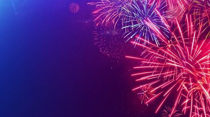 Vibrant fireworks display in a purple night sky, ideal for festive and celebration themes.