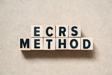Alphabet letter block in word ECRS (Abbreviation of Eliminate, Combine, Rearrange, and Simplify)...